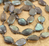 Labradorite Oval Faceted Bezel Chain in Antique Rhodium, 12x14 mm, (BC-LAB-38)